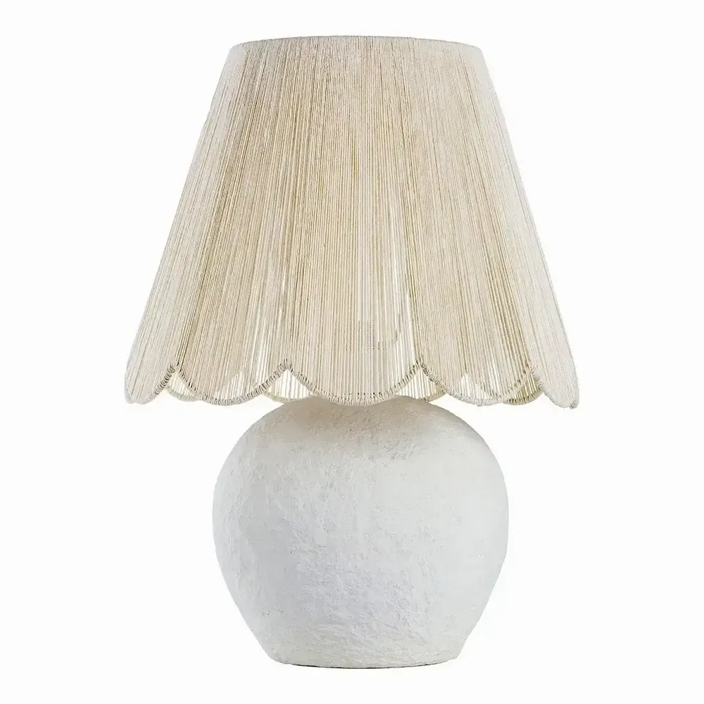 Table lamps - NORA paper mache lamp and AJ conical white jute dia 38x52 - BLANC D'IVOIRE