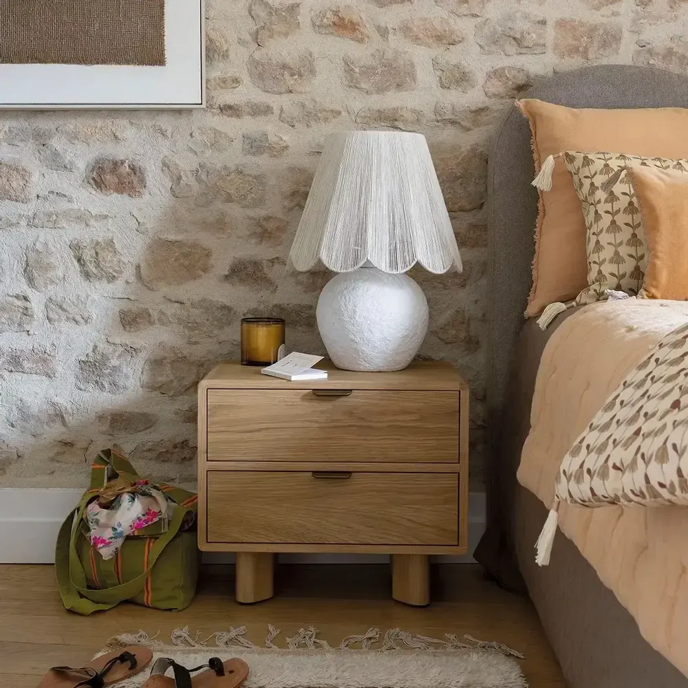 Table lamps - NORA paper mache lamp and AJ conical white jute dia 38x52 - BLANC D'IVOIRE