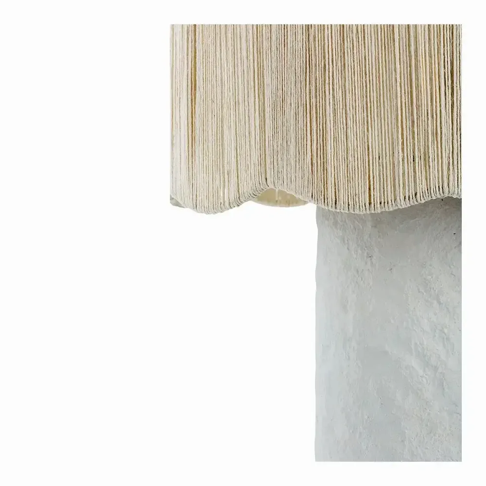 Table lamps - LEO papier-mâché lamp and AJ cylindrical white jute dia 32.5x46 - BLANC D'IVOIRE