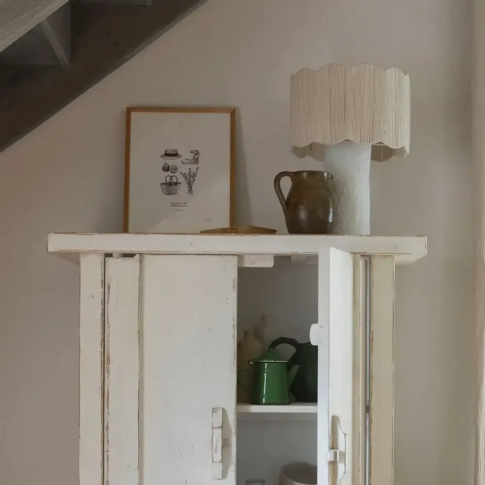 Table lamps - LEO papier-mâché lamp and AJ cylindrical white jute dia 32.5x46 - BLANC D'IVOIRE