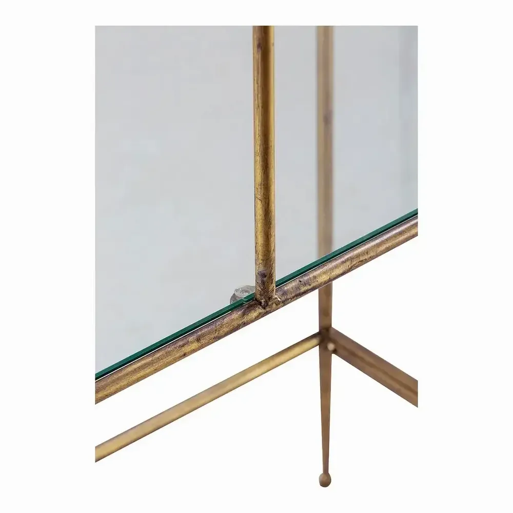 Bibliothèques - Bibliothèque ANATOLE verre et métal finition laiton doré 100x40x200 - BLANC D'IVOIRE