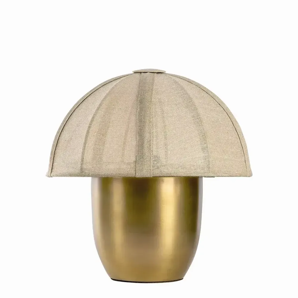Table lamps - HÉLOÏSE lamp in gold metal and AJ cream fabric dia 32x32 - BLANC D'IVOIRE