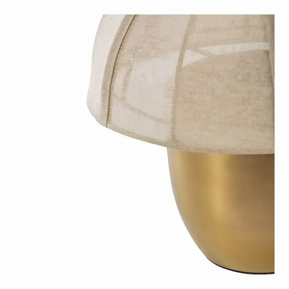 Table lamps - HÉLOÏSE lamp in gold metal and AJ cream fabric dia 32x32 - BLANC D'IVOIRE