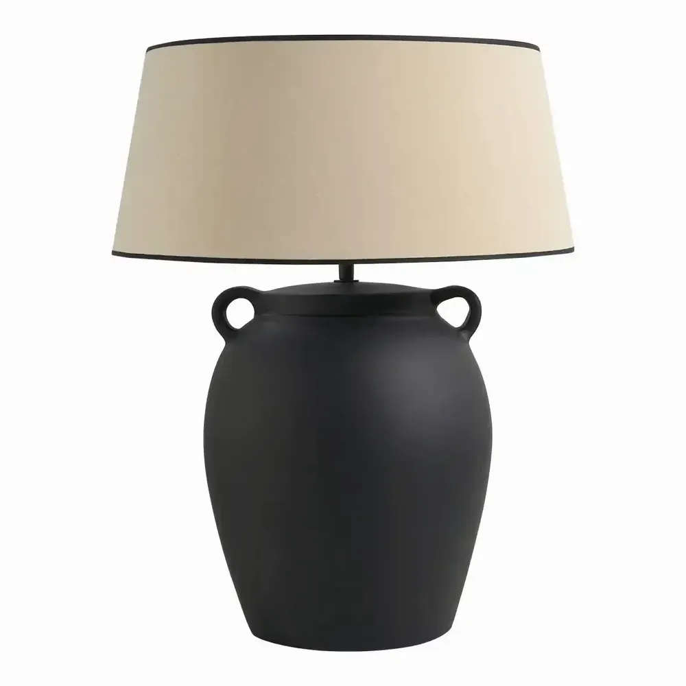 Table lamps - 
AMPHORE black ceramic lamp base dia 29x44.5 - BLANC D'IVOIRE