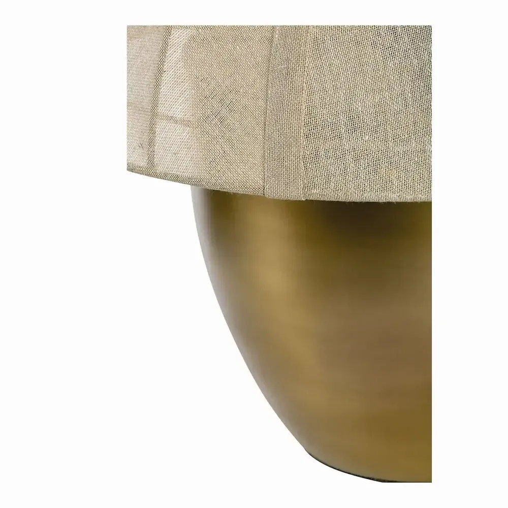 Table lamps - HÉLOÏSE lamp in gold metal and AJ cream fabric dia 48x50 - BLANC D'IVOIRE