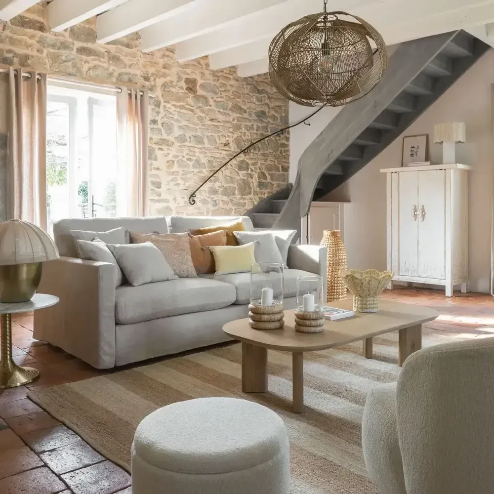 Table lamps - HÉLOÏSE lamp in gold metal and AJ cream fabric dia 48x50 - BLANC D'IVOIRE