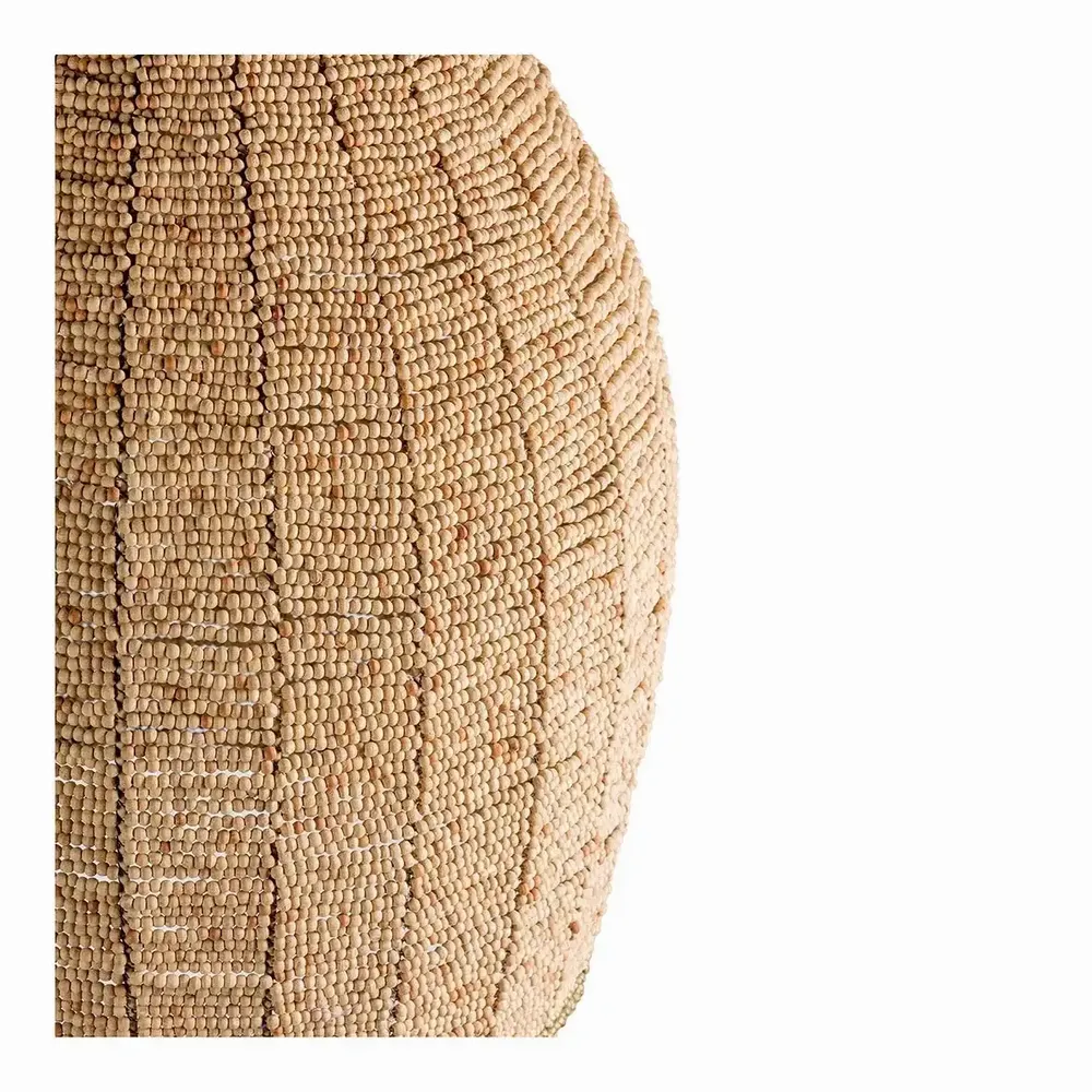 Hanging lights - GAYA suspension natural and golden wooden beads dia 47x52 - BLANC D'IVOIRE