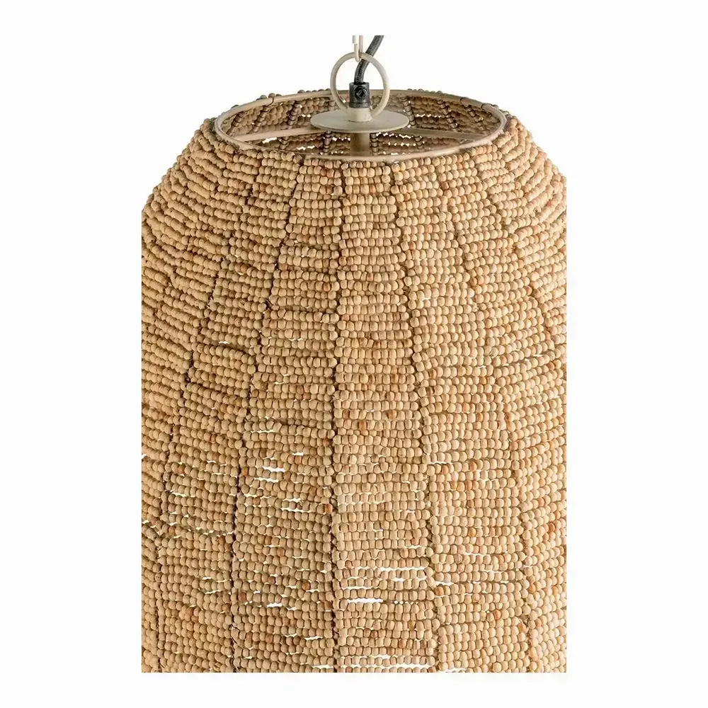 Hanging lights - GAYA suspension natural and golden wooden beads dia 47x52 - BLANC D'IVOIRE