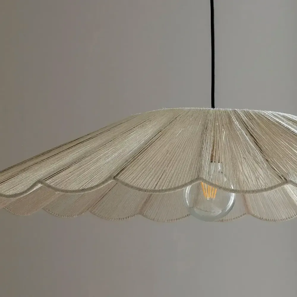 Hanging lights - MARGUERITE suspension white jute and metal dia 90x16 - BLANC D'IVOIRE