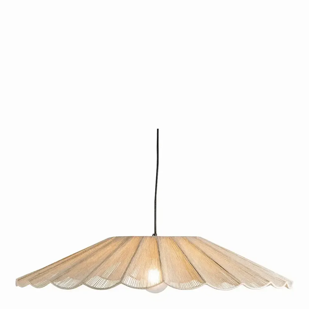 Hanging lights - MARGUERITE suspension white jute and metal dia 90x16 - BLANC D'IVOIRE