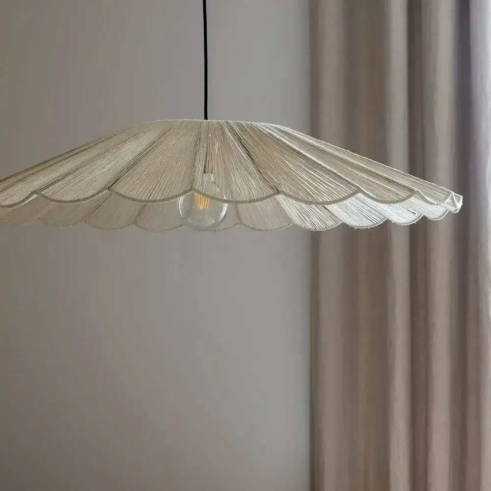 Hanging lights - MARGUERITE suspension white jute and metal dia 90x16 - BLANC D'IVOIRE