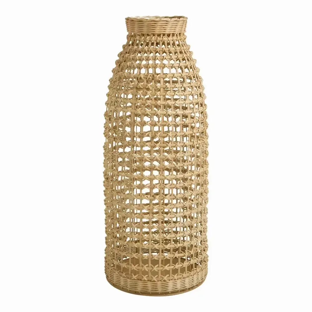 Vases - Vase UMALA rotin naturel et métal - Grand modèle - dia 30,5x77 - BLANC D'IVOIRE