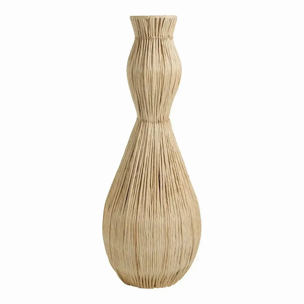 Vases - MYA vase natural rattan and metal 31x81  - BLANC D'IVOIRE