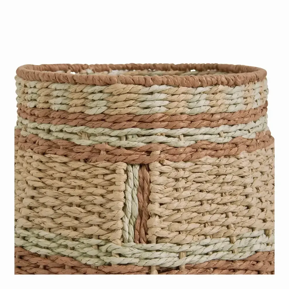 Vases - Vase décoratif HOKA corde de papier naturel bronze et vert d'eau dia 20x40 - BLANC D'IVOIRE