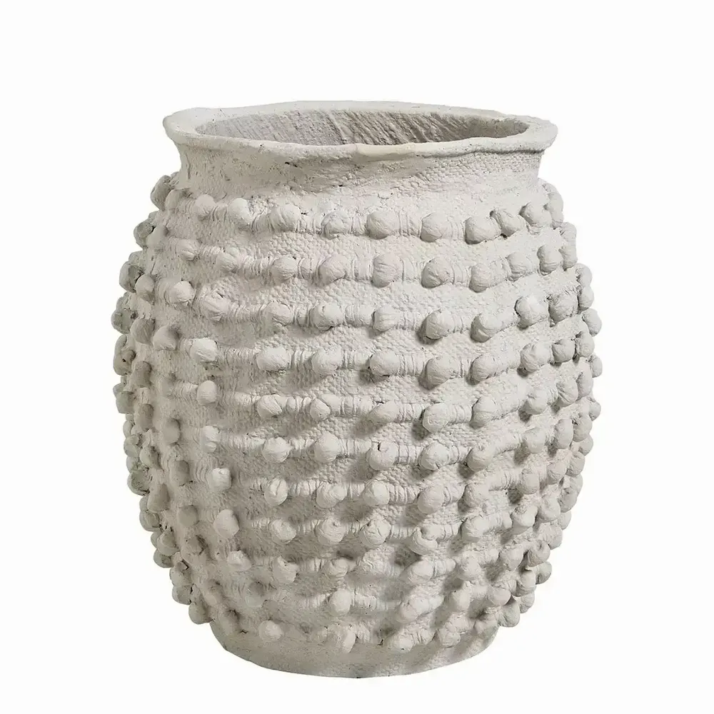 Corbeilles - Cache-pot CLEIA ciment gris clair - Moyen modèle - dia 42x42x44 - BLANC D'IVOIRE