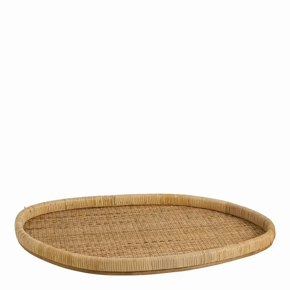 Objets de décoration - Set de 3 plateaux GALIA rotin naturel 60x40, 52,5x34,5 et 45,5x28 - BLANC D'IVOIRE