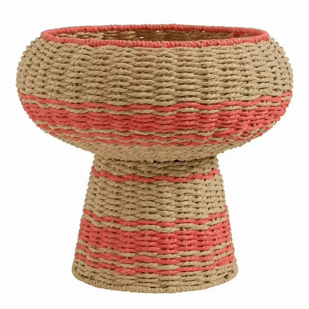 Objets de décoration - Coupe décorative HOKA corde de papier naturelle et corail dia 33x28 - BLANC D'IVOIRE