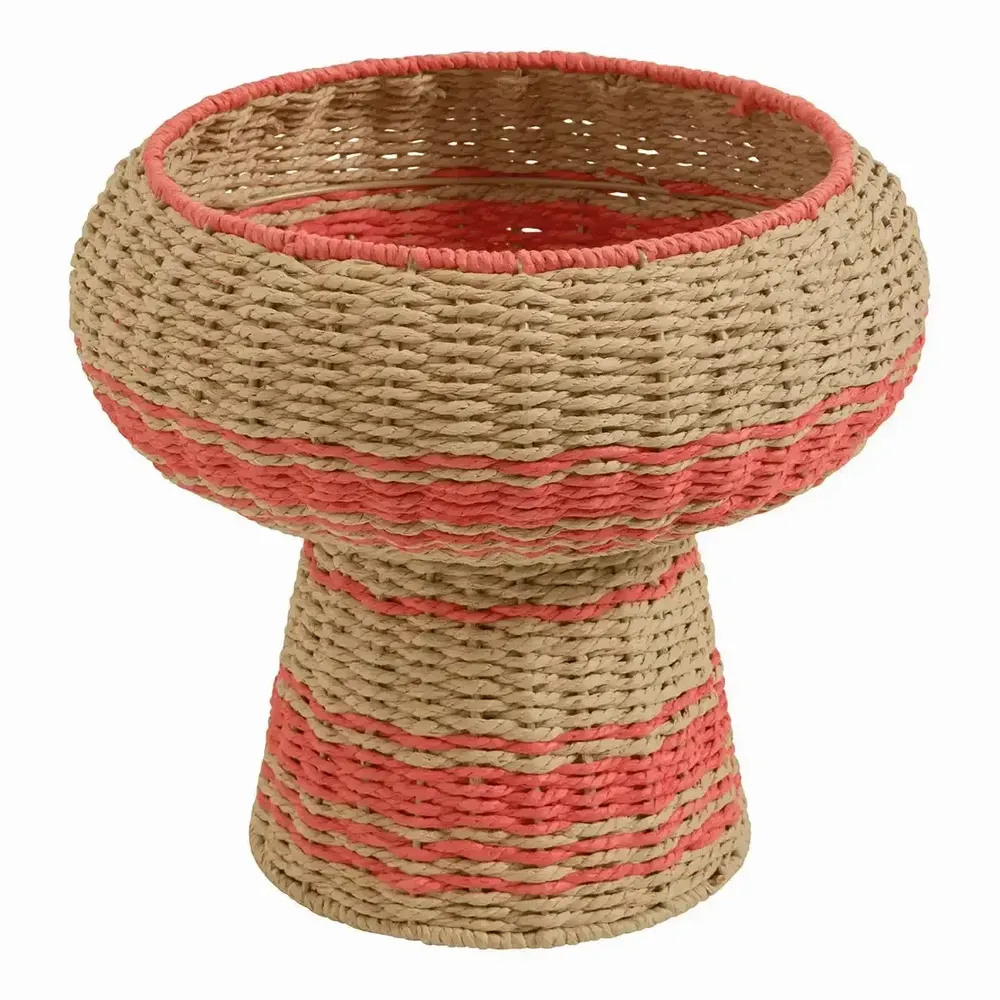 Objets de décoration - Coupe décorative HOKA corde de papier naturelle et corail dia 33x28 - BLANC D'IVOIRE