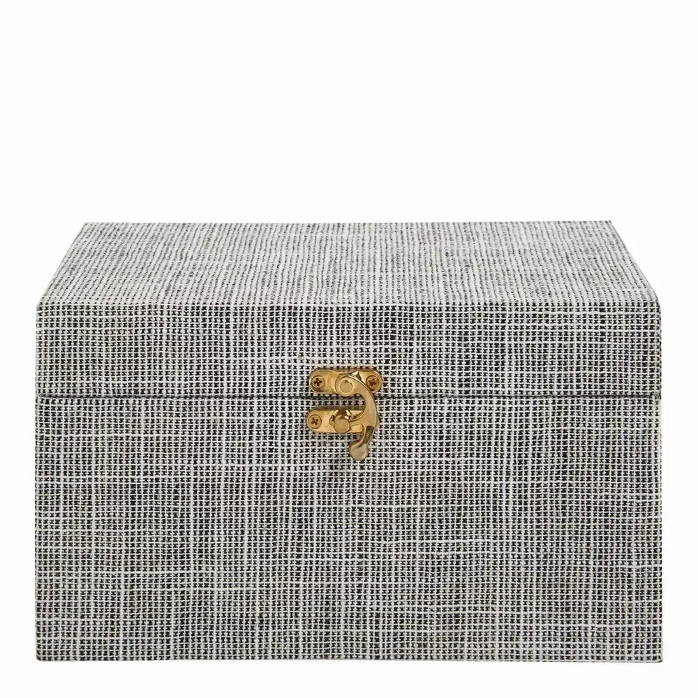 Objets de décoration - Set de 3 boîtes GABIN tissu noir et blanc 35x25x20 - BLANC D'IVOIRE