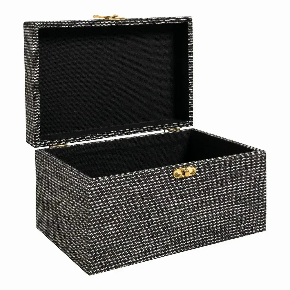 Objets de décoration - Set de 3 boîtes GABIN tissu noir et blanc 35x25x20 - BLANC D'IVOIRE