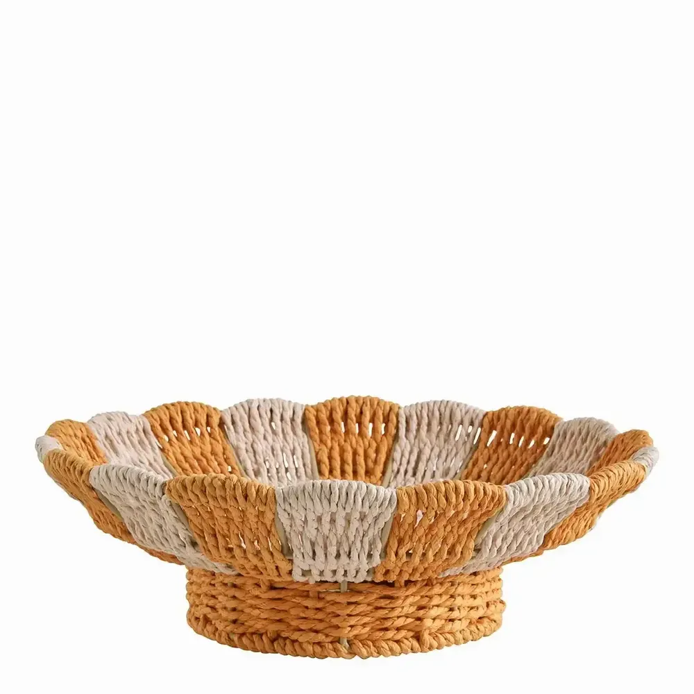 Objets de décoration - Coupe décorative HOKA corde de papier orange et rose dia 30x10 - BLANC D'IVOIRE