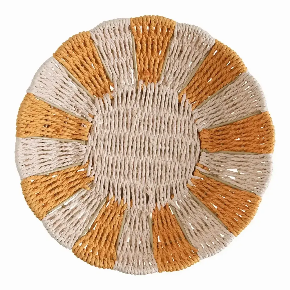 Objets de décoration - Coupe décorative HOKA corde de papier orange et rose dia 30x10 - BLANC D'IVOIRE