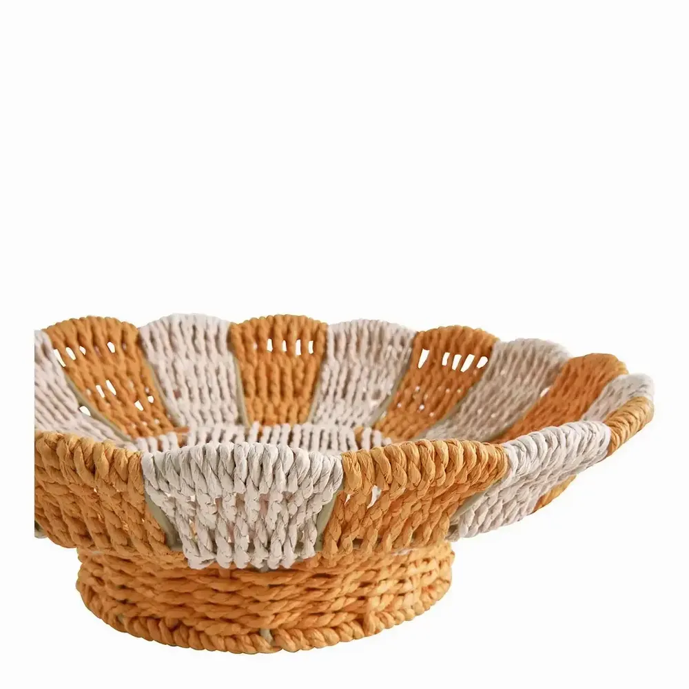 Objets de décoration - Coupe décorative HOKA corde de papier orange et rose dia 30x10 - BLANC D'IVOIRE