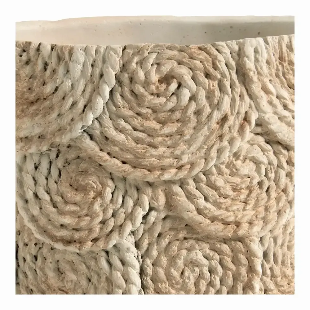 Corbeilles - Cache-pot OSA ciment crème - Petit modèle - 21x20,5x18,5 - BLANC D'IVOIRE