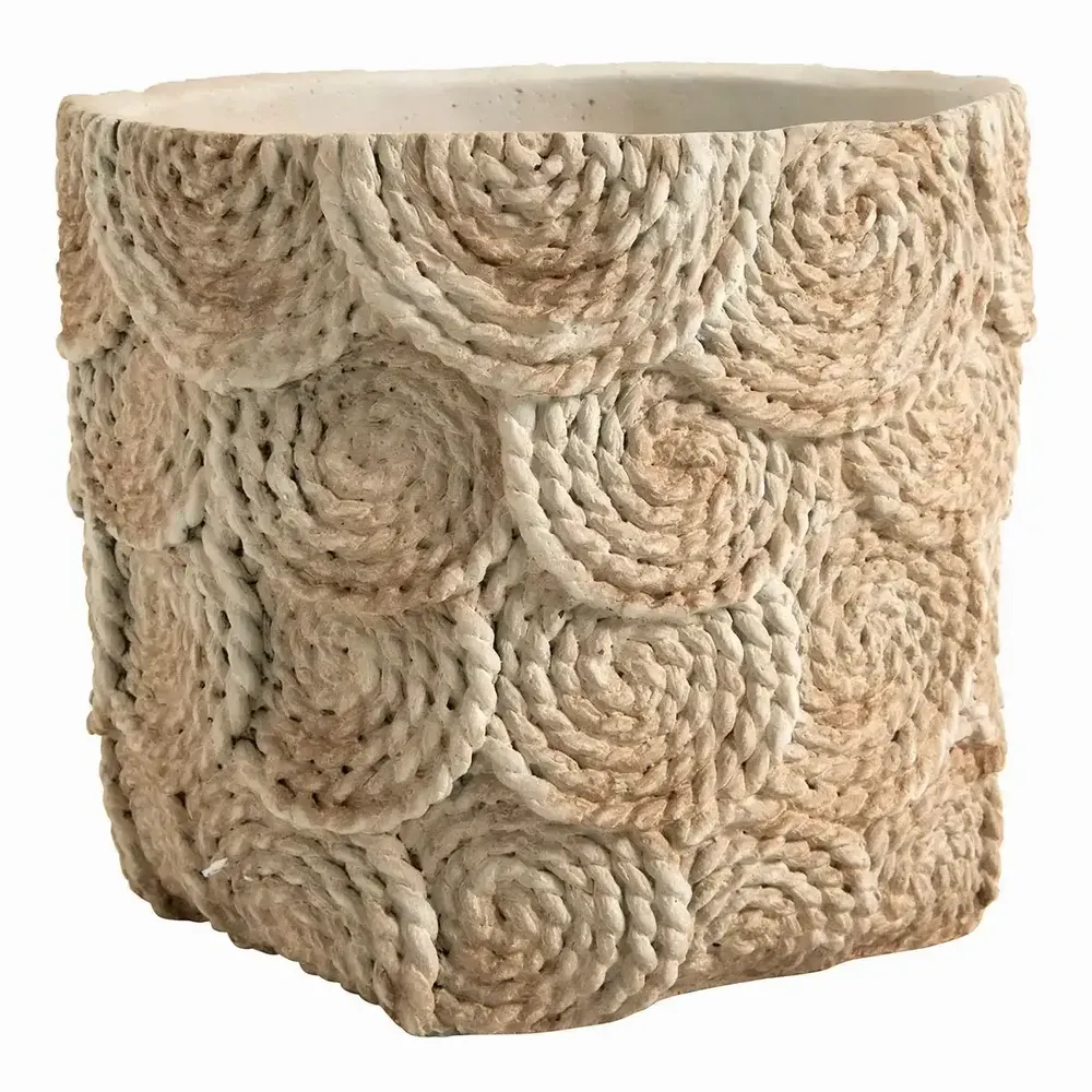 Corbeilles - Cache-pot OSA ciment crème - Petit modèle - 21x20,5x18,5 - BLANC D'IVOIRE