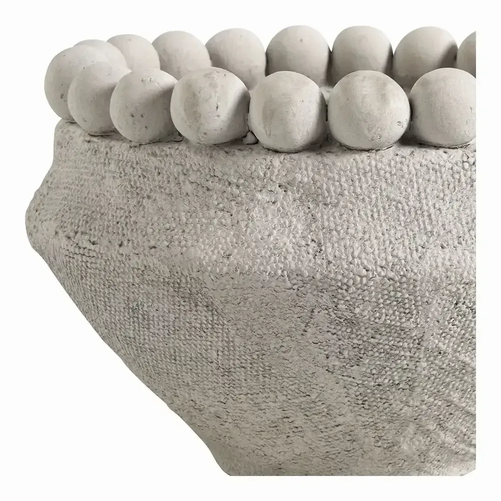 Corbeilles - Cache-pot ALEO ciment gris clair - Grand modèle - dia 23,5x23,5x15,5 - BLANC D'IVOIRE
