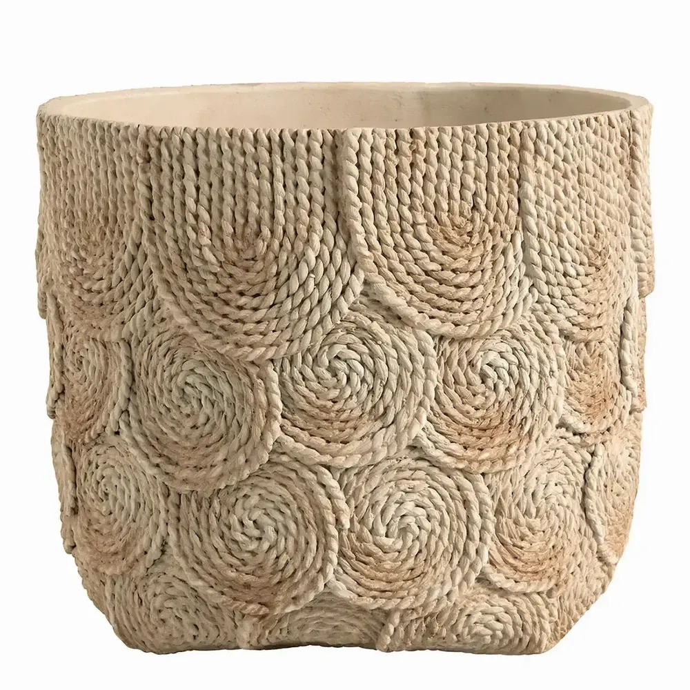 Corbeilles - Cache-pot OSA ciment crème - Grand modèle - 31,5x31,5x26,5 - BLANC D'IVOIRE