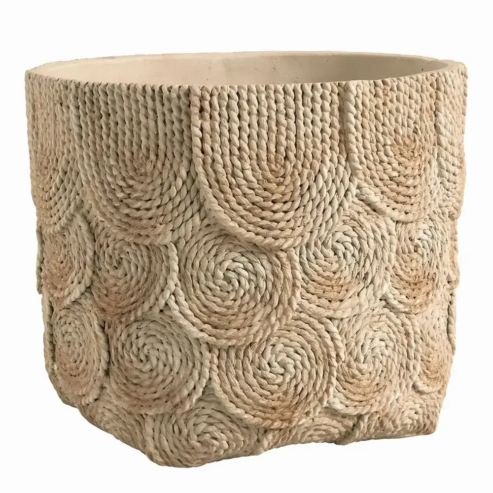 Corbeilles - Cache-pot OSA ciment crème - Grand modèle - 31,5x31,5x26,5 - BLANC D'IVOIRE
