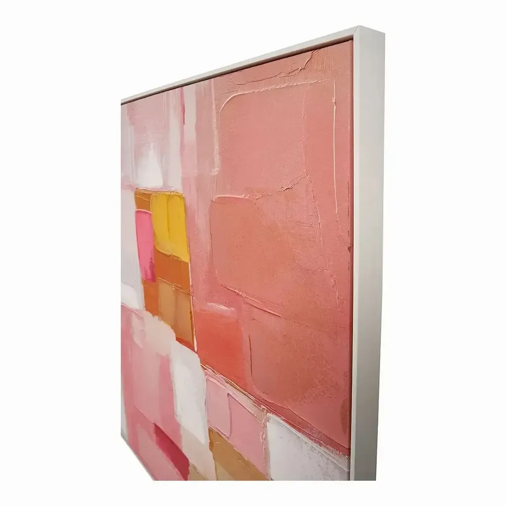 Paintings - AWAKENING PASTEL painting white and pink oil painting 90x90 - BLANC D'IVOIRE