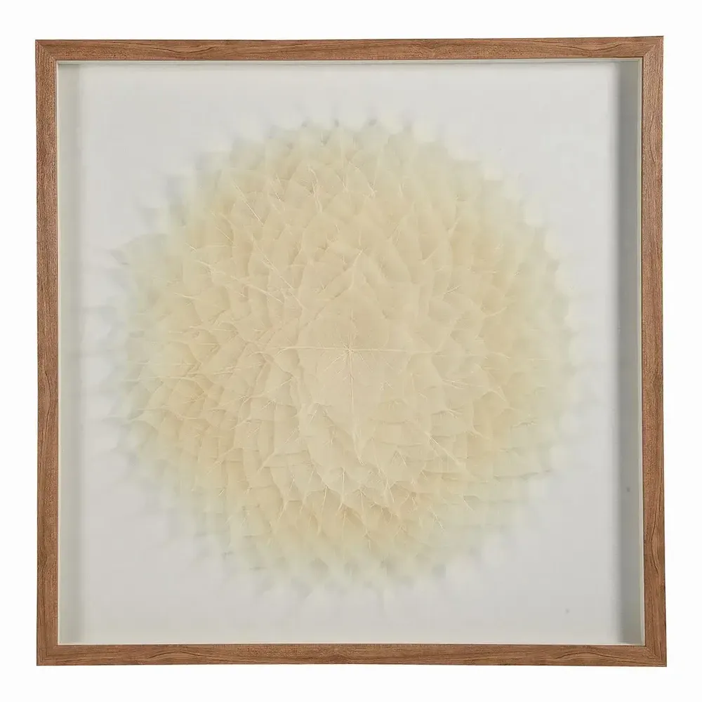 Paintings - FLOWER wall decoration ecru leaves 80x80 - BLANC D'IVOIRE