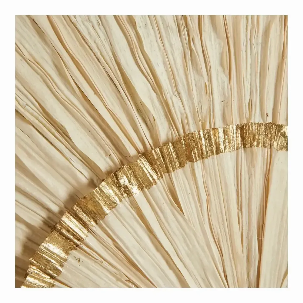 Paintings - ROSACE wall decoration ecru and gold pleated palm leaves 80x80 - BLANC D'IVOIRE