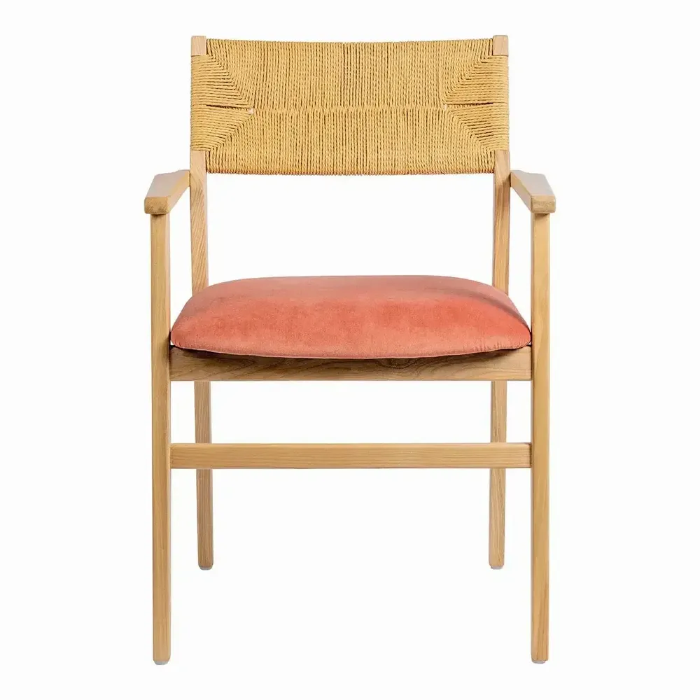 Chairs - PALOMA chair raspberry ash velvet blond wood finish 60.5x54x87 - BLANC D'IVOIRE