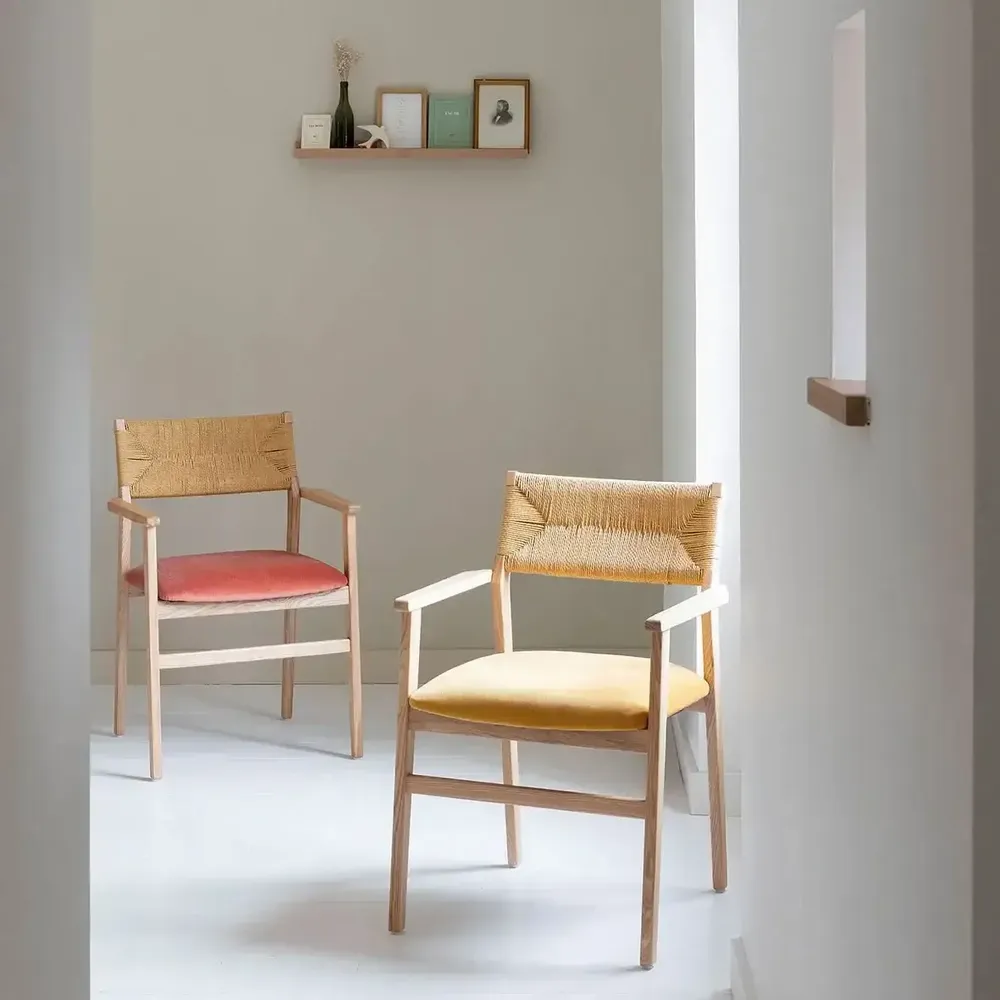 Chairs - PALOMA chair raspberry ash velvet blond wood finish 60.5x54x87 - BLANC D'IVOIRE