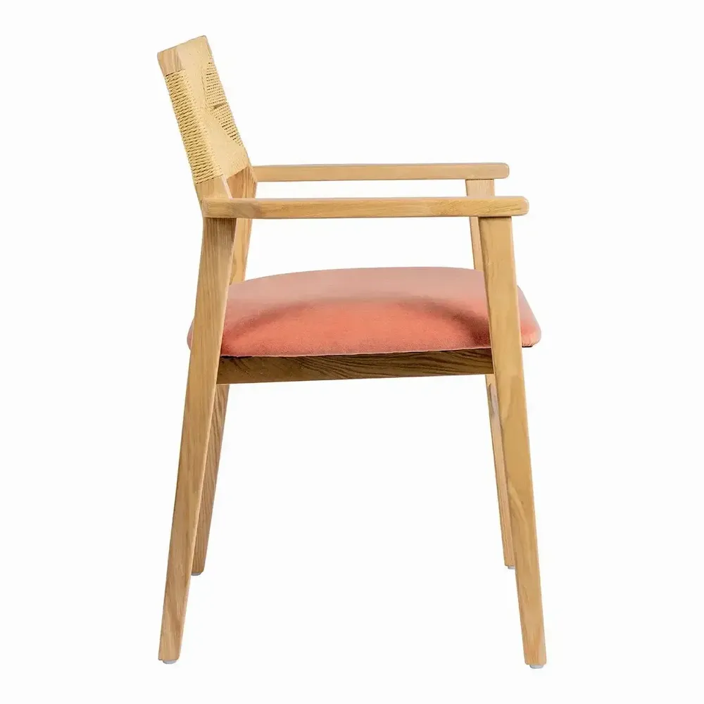 Chairs - PALOMA chair raspberry ash velvet blond wood finish 60.5x54x87 - BLANC D'IVOIRE