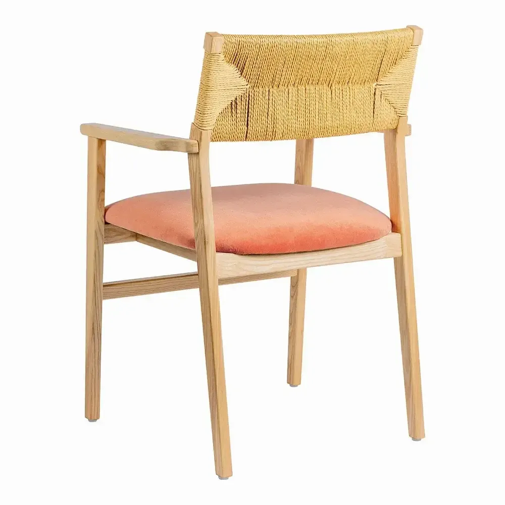 Chairs - PALOMA chair raspberry ash velvet blond wood finish 60.5x54x87 - BLANC D'IVOIRE