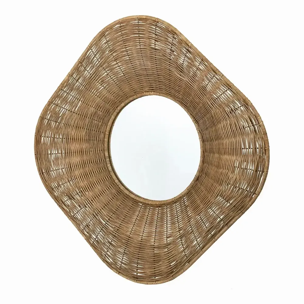 Mirrors - ISIS mirror natural rattan and metal 100x5x100 - BLANC D'IVOIRE