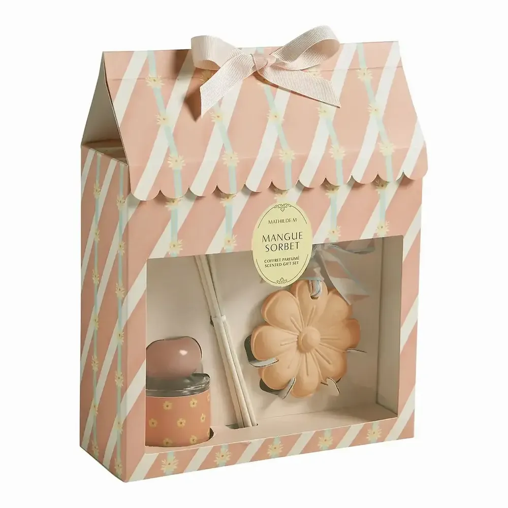 Caskets and boxes - 40 ml perfume diffuser box and Bain de Soleil decor - Mango Sorbet - MATHILDE M.