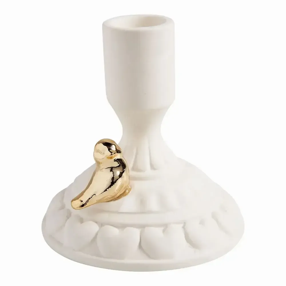 Candles - Bird standing candle holder in white ceramic - MATHILDE M.