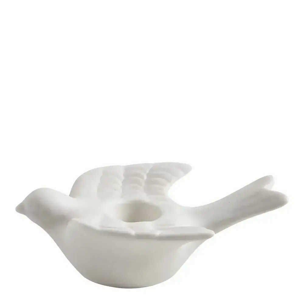 Bougies - Bougeoir Mésange en biscuit de céramique blanche - MATHILDE M.