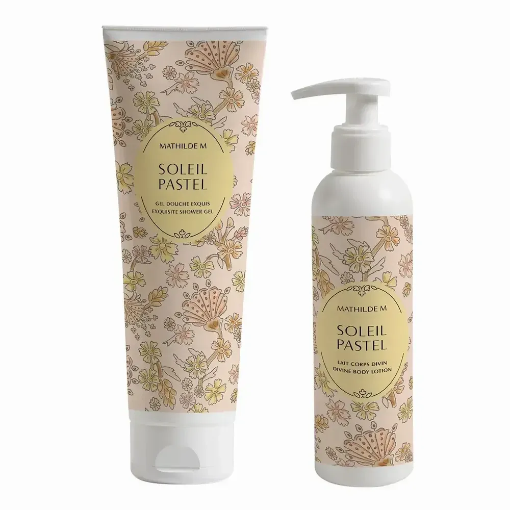 Coffrets et boîtes - Coffret parfumé lait corps 250 ml et gel douche 250 ml - Soleil Pastel - MATHILDE M.
