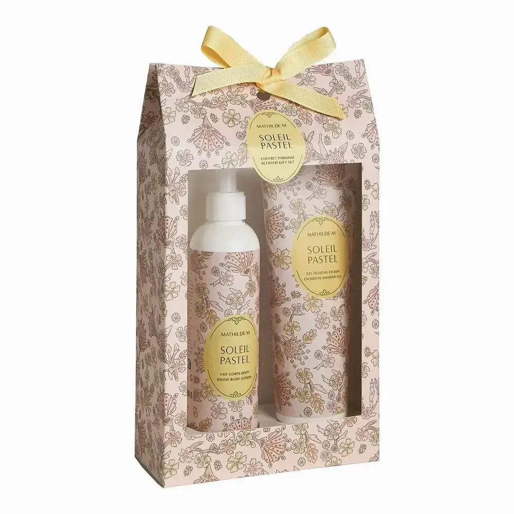 Coffrets et boîtes - Coffret parfumé lait corps 250 ml et gel douche 250 ml - Soleil Pastel - MATHILDE M.