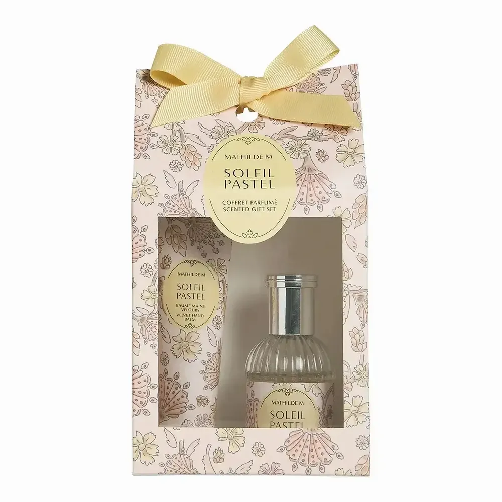 Caskets and boxes - Perfumed set of eau de toilette 30 ml and hand balm 30 ml - Soleil Pastel - MATHILDE M.