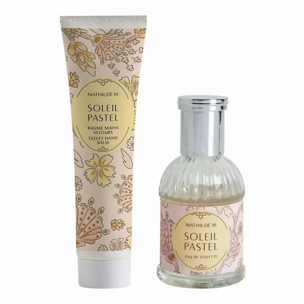 Caskets and boxes - Perfumed set of eau de toilette 30 ml and hand balm 30 ml - Soleil Pastel - MATHILDE M.