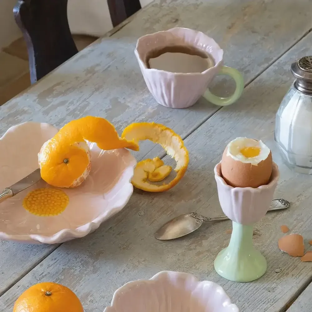 Decorative objects - Tulip egg cup on light pink sandstone dia 6 x 10.8 cm - MATHILDE M.