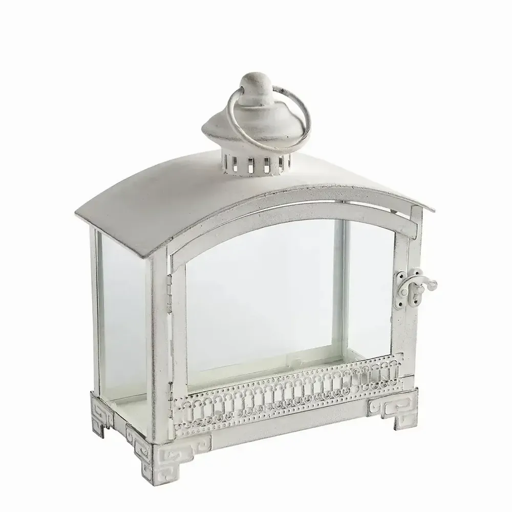 Candlesticks and candle holders - Marie lantern in white metal 22 x 11 x 25 cm - MATHILDE M.