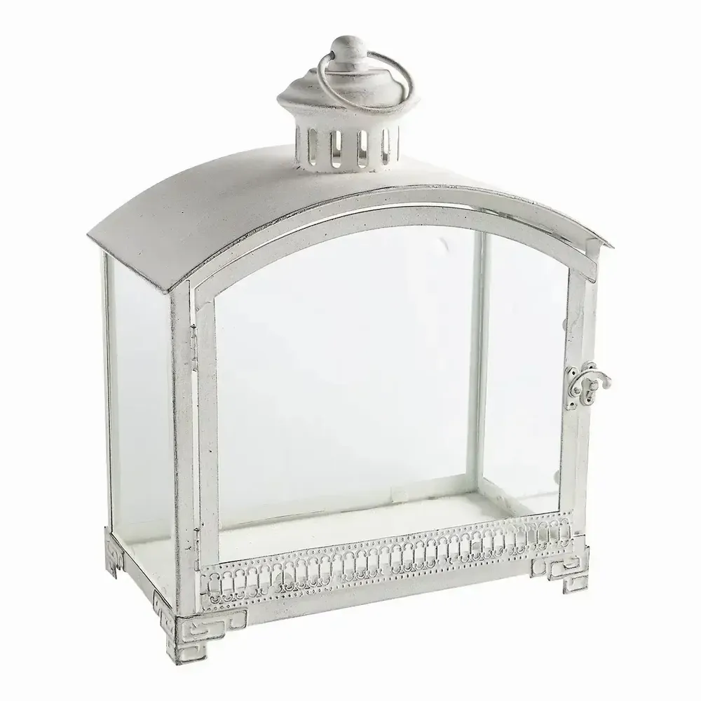 Candlesticks and candle holders - Marie lantern in white metal 28 x 15.5 x 33 cm - MATHILDE M.